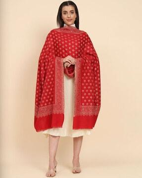 women woven shawl with fringes