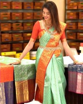 women woven silk saree