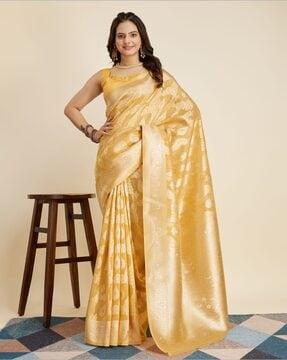 women woven zari saree with blouse piece