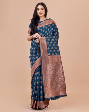 women woven zari saree with blouse piece