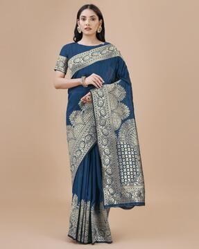 women woven zari saree with blouse piece