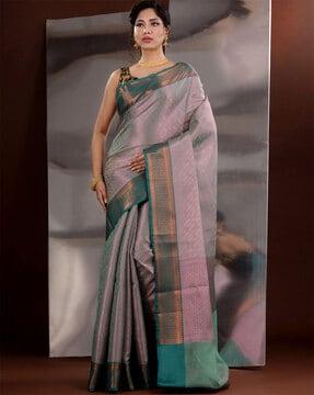 women woven zari saree with contrast border