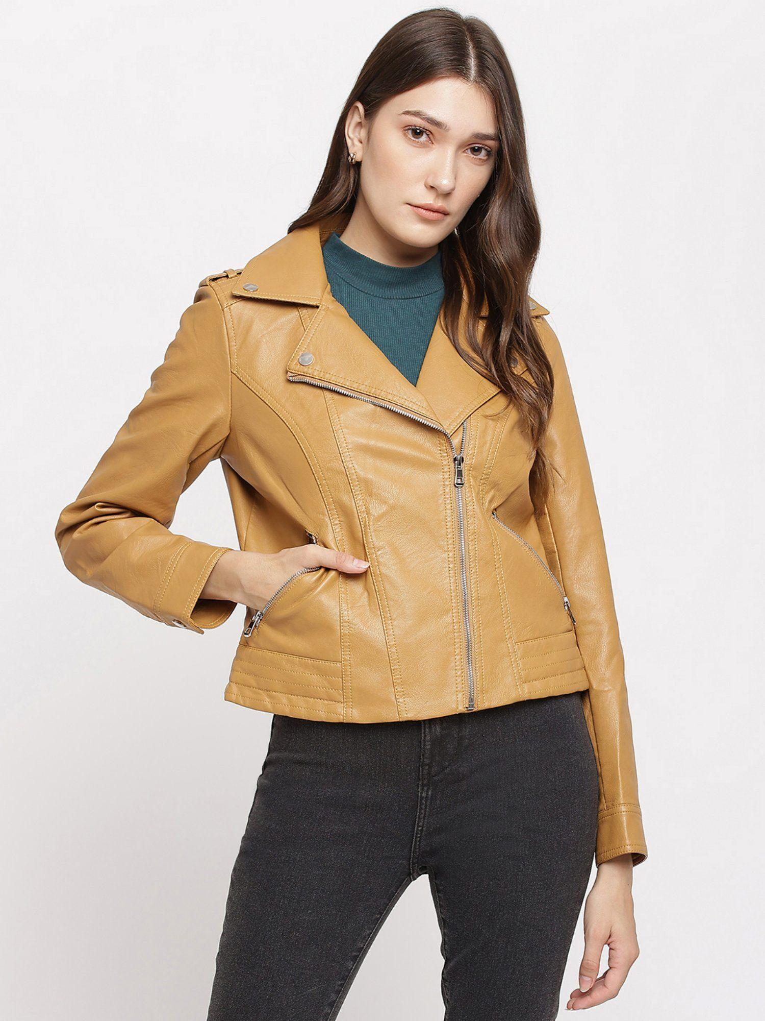 women wrap brown jacket