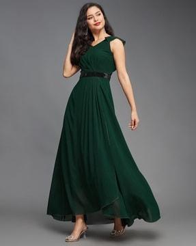 women wrap dress with cap-sleeves