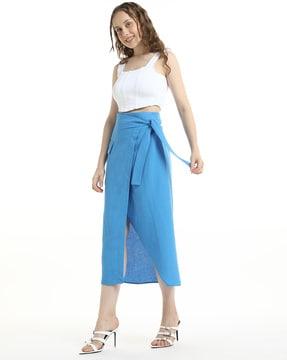 women wrap skirt with flap pocket