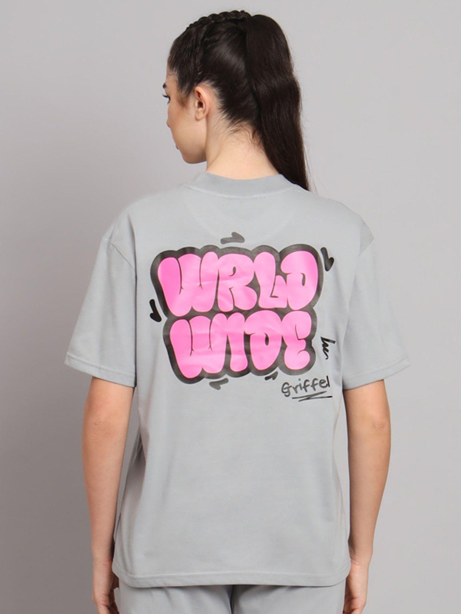 women wrldwide oversized grey t-shirt