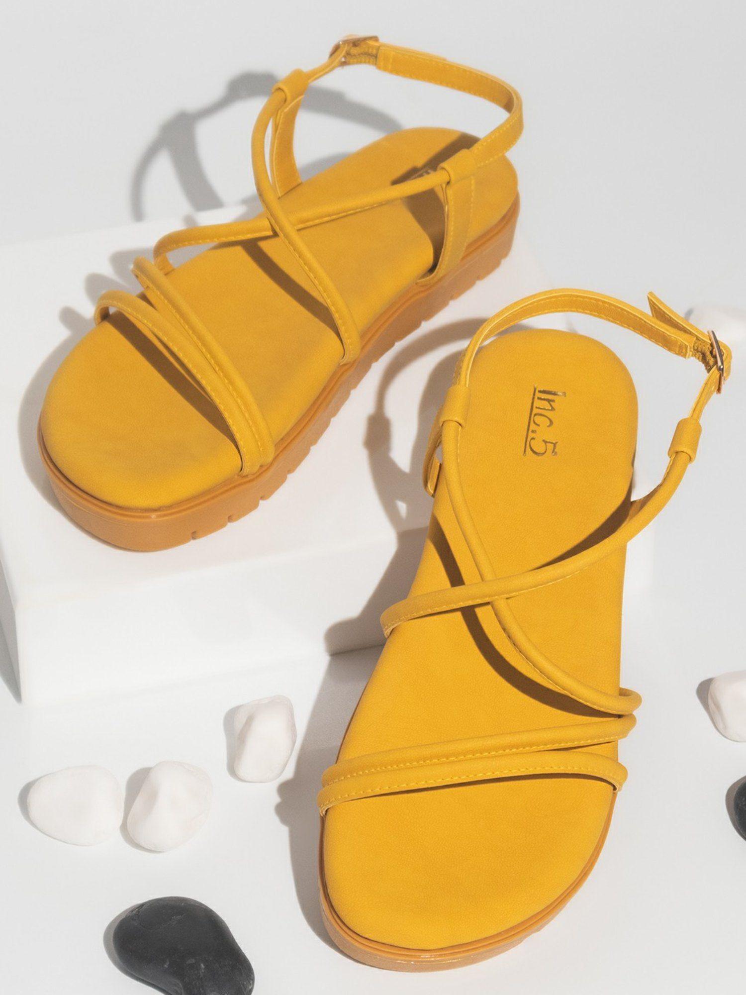 women yellow casual flatforms