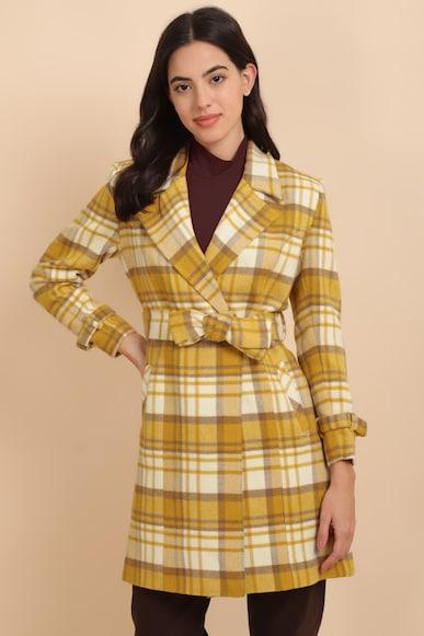 women yellow check casual jacket