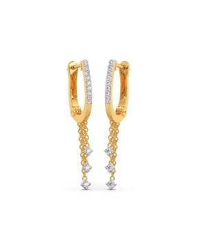 women yellow gold diamond-studded hoop earrings