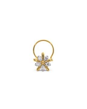 women yellow gold diamond-studded nosepin