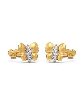 women yellow gold diamond-studded stud earrings