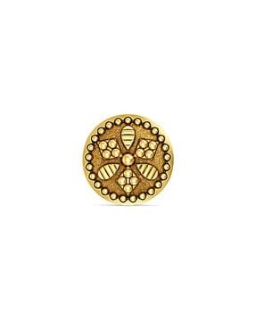 women yellow gold floral design nose pin