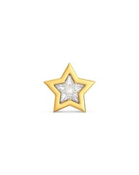 women yellow gold stone-studded star nose pin