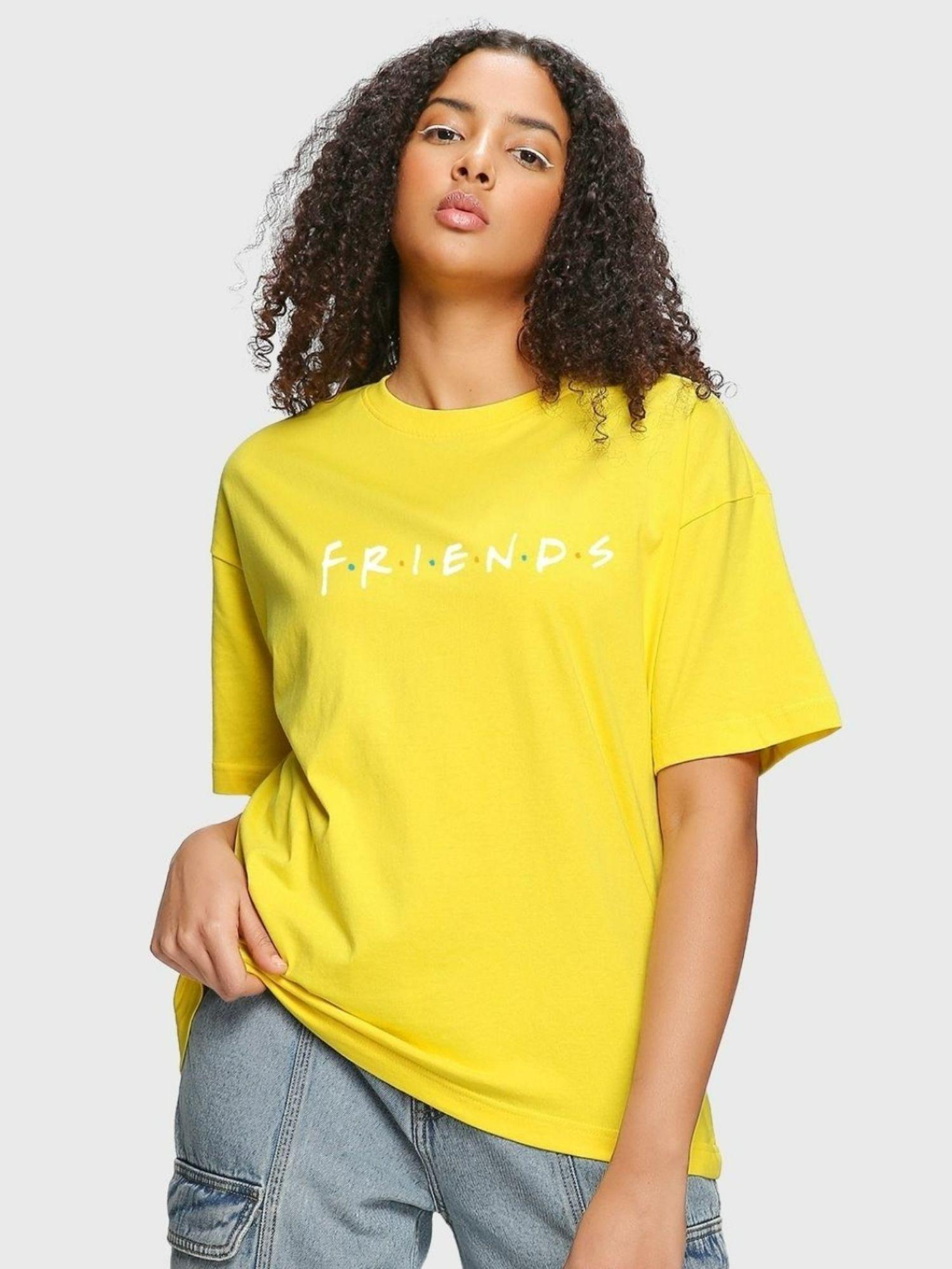 women yellow graphic boxy t-shirt