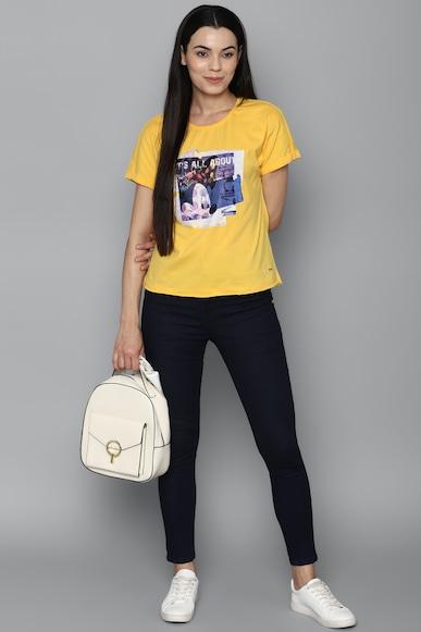 women yellow graphic print casual t-shirt