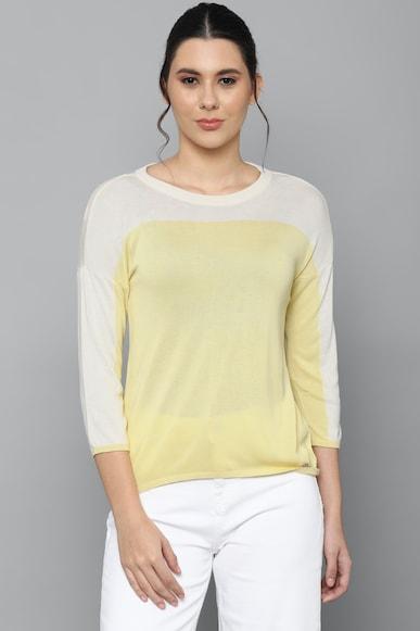 women yellow patterned casual top