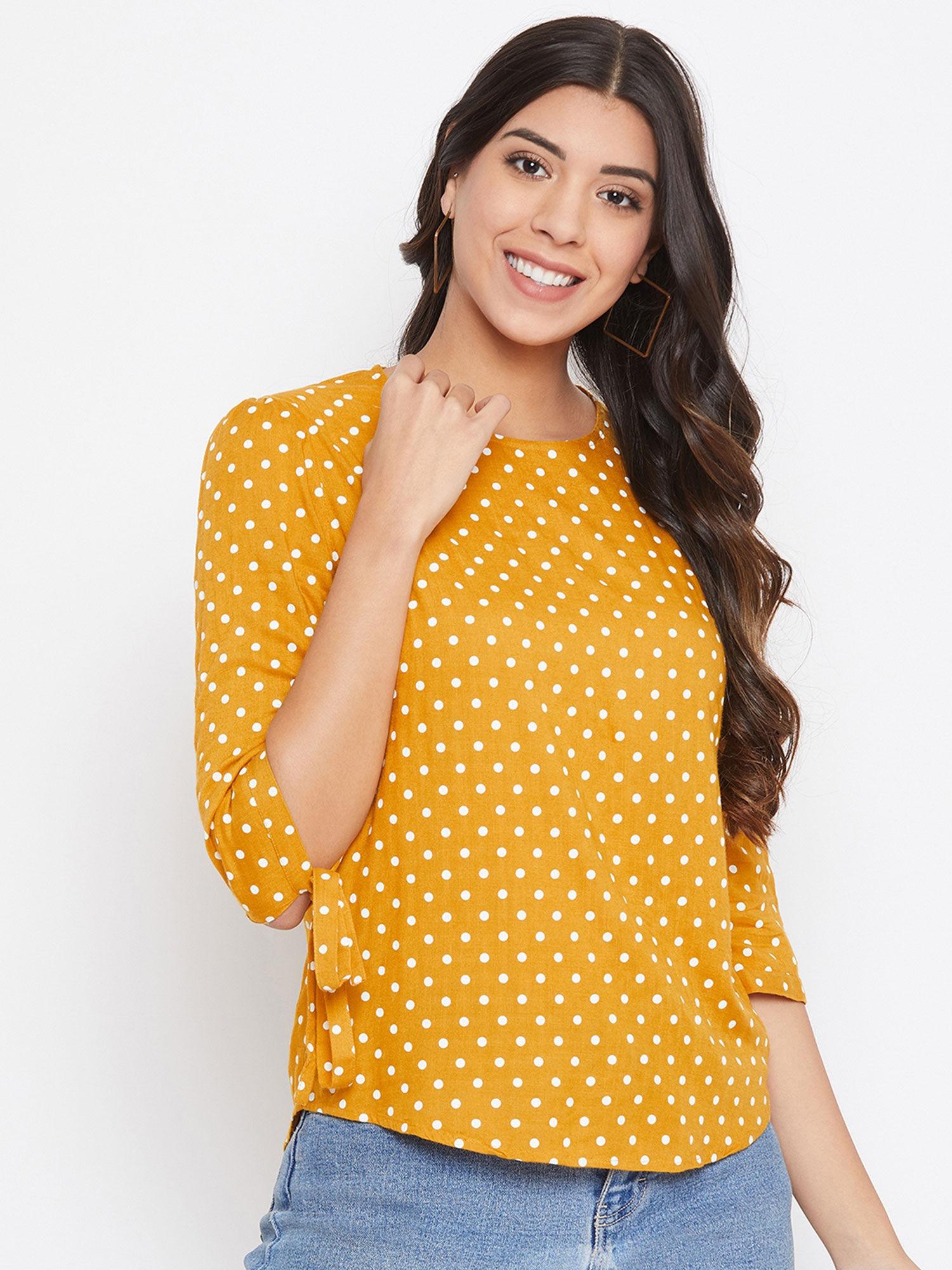 women yellow printed top