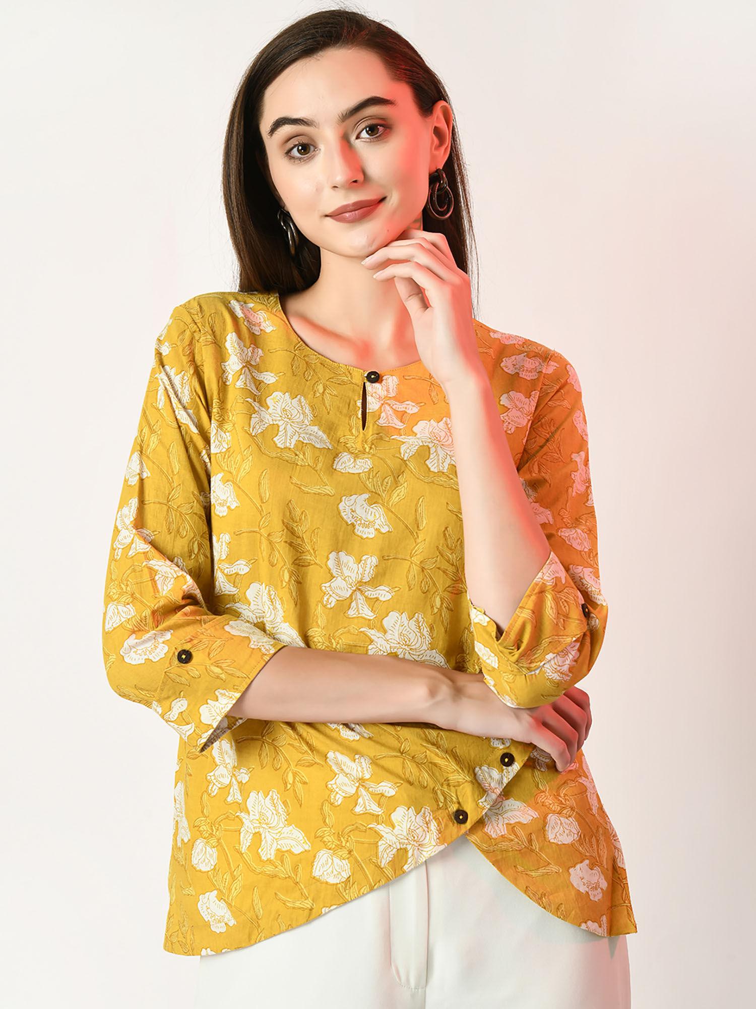 women yellow printed tunic