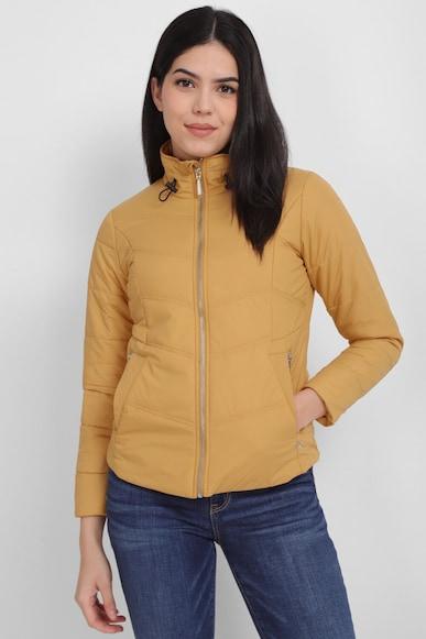 women yellow solid casual jacket