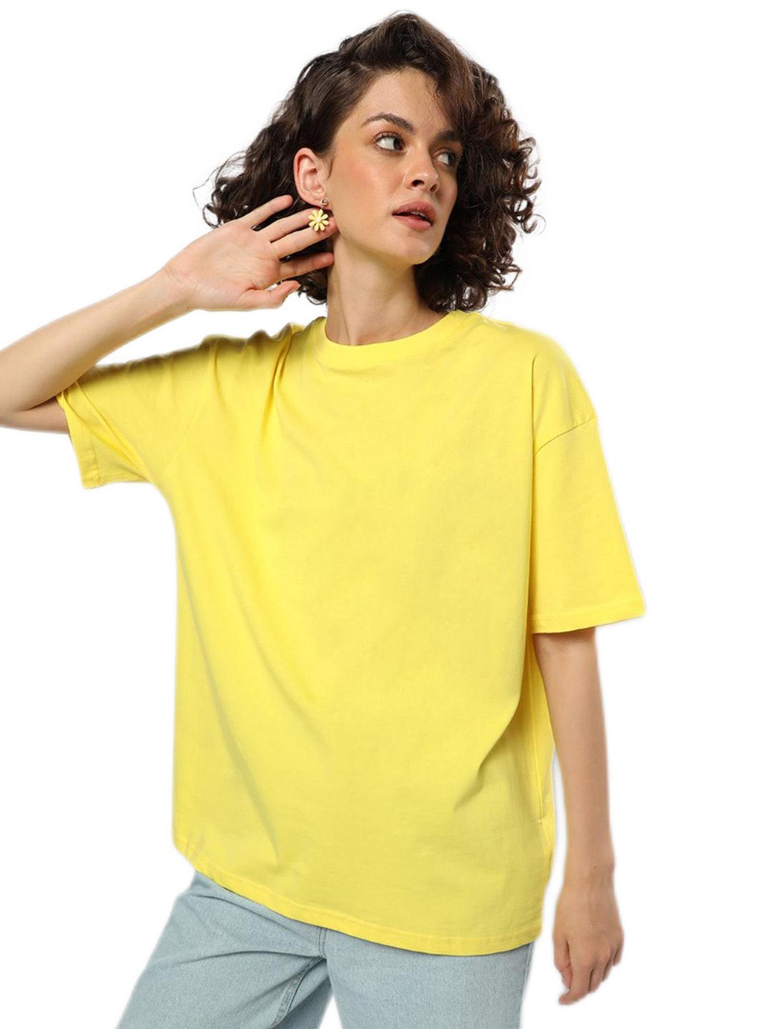 women yellow solid comfortable t-shirt