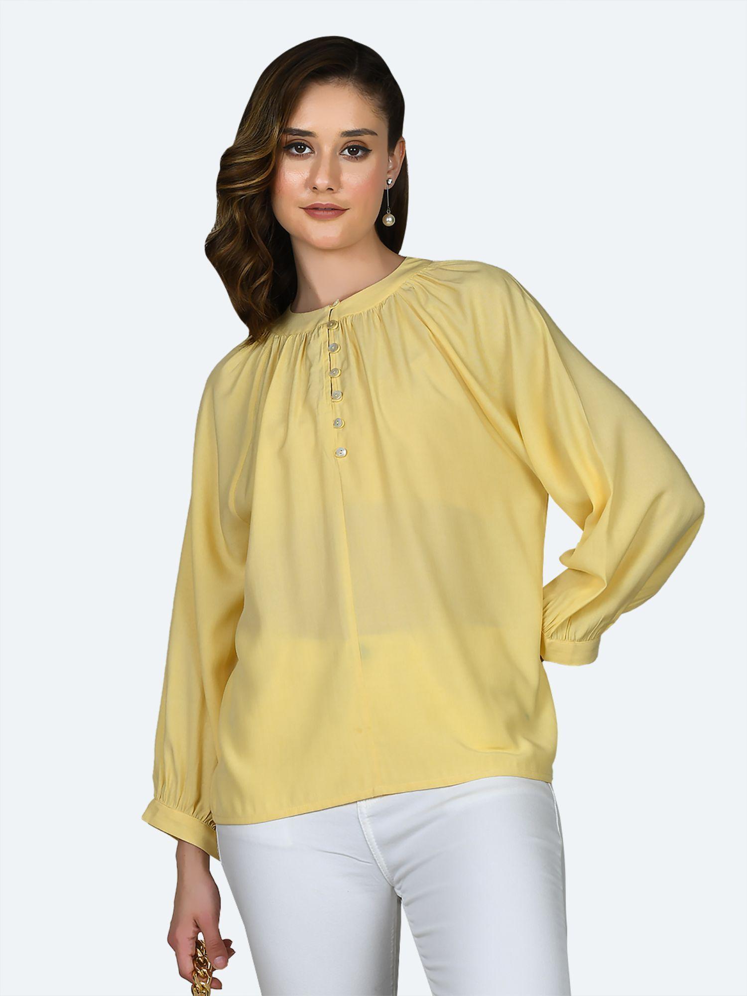 women yellow solid top