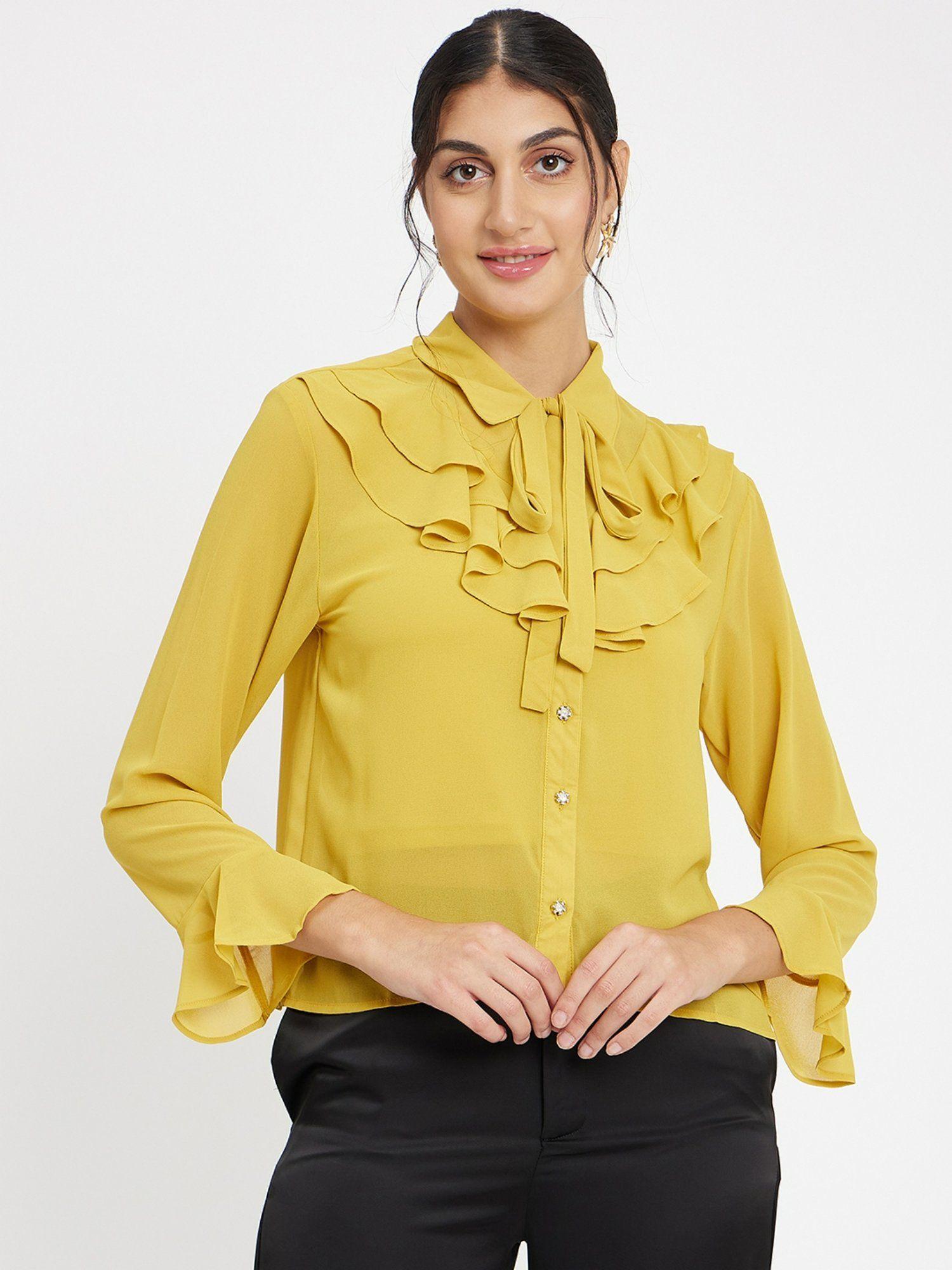 women yellow top