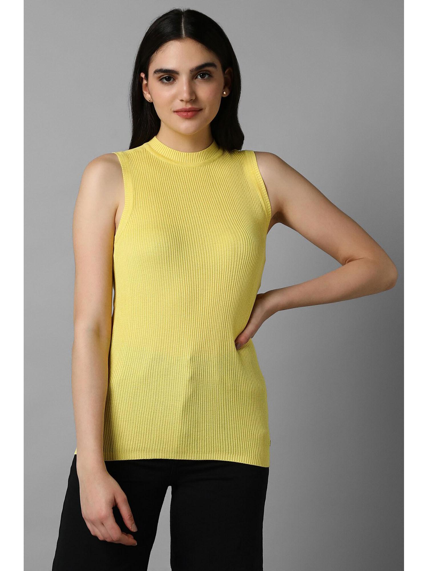 women yellow woven casual top