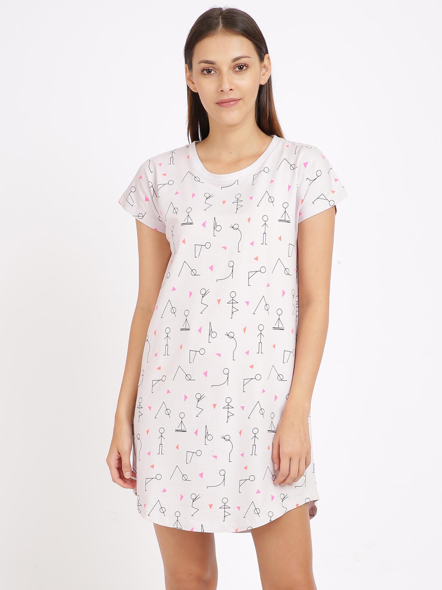 women yoga nighty - white