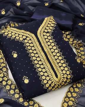 women zari embroidered 3-piece unstitched dress material