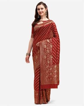 women zari woven banarasi saree with blouse piece