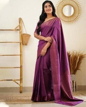 women zari woven banarasi silk saree with blouse piece