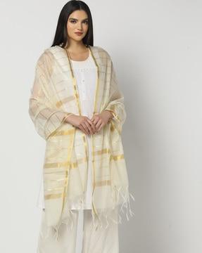 women zari woven dupatta