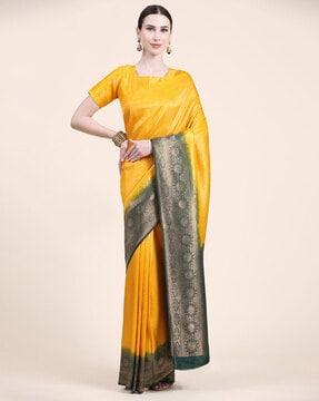 women zari woven kanjeevaram silk saree with contrast border