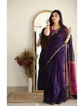 women zari woven saree with tassels