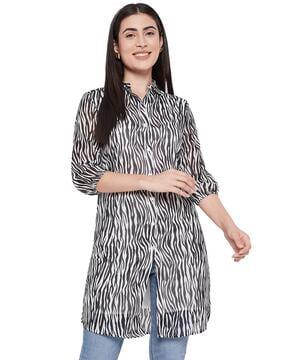 women zebra print regular fit tunic