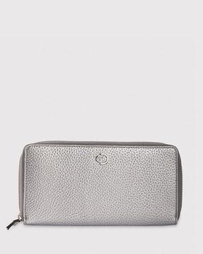 women zip-around wallet with brand-plaque
