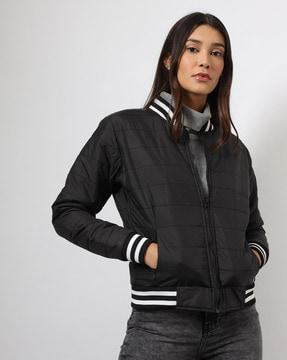 women zip-front biker jacket