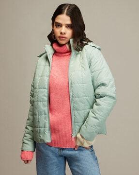 women zip-front blouson jacket