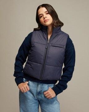 women zip-front blouson jacket