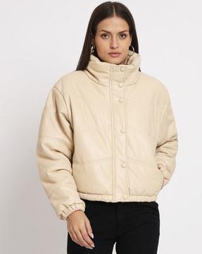 women zip-front bomber jacket