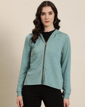 women zip-front hoodie with full sleeves