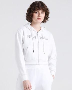 women zip-front hoodie with full-sleeves