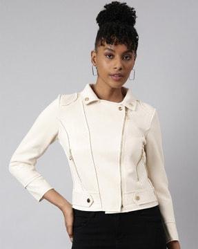 women zip-front jacket with full sleeves