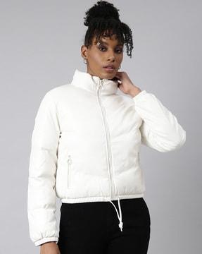 women zip-front parka jacket