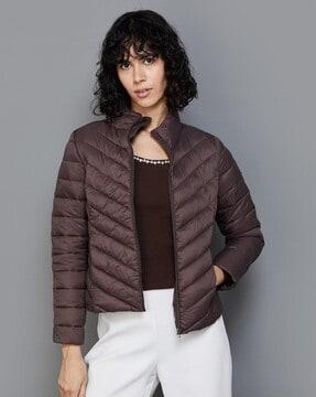 women zip-front puffer jacket
