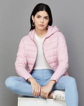 women zip-front puffer jacket