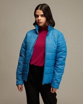 women zip-front puffer jacket