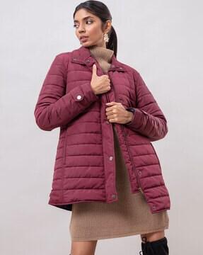 women zip-front puffer jacket