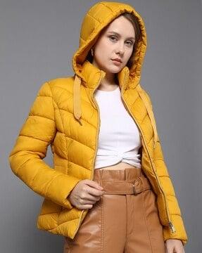 women zip-front quilted puffer jacket