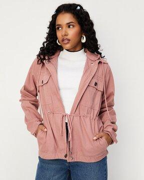 women zip-front regular fit hooded jacket
